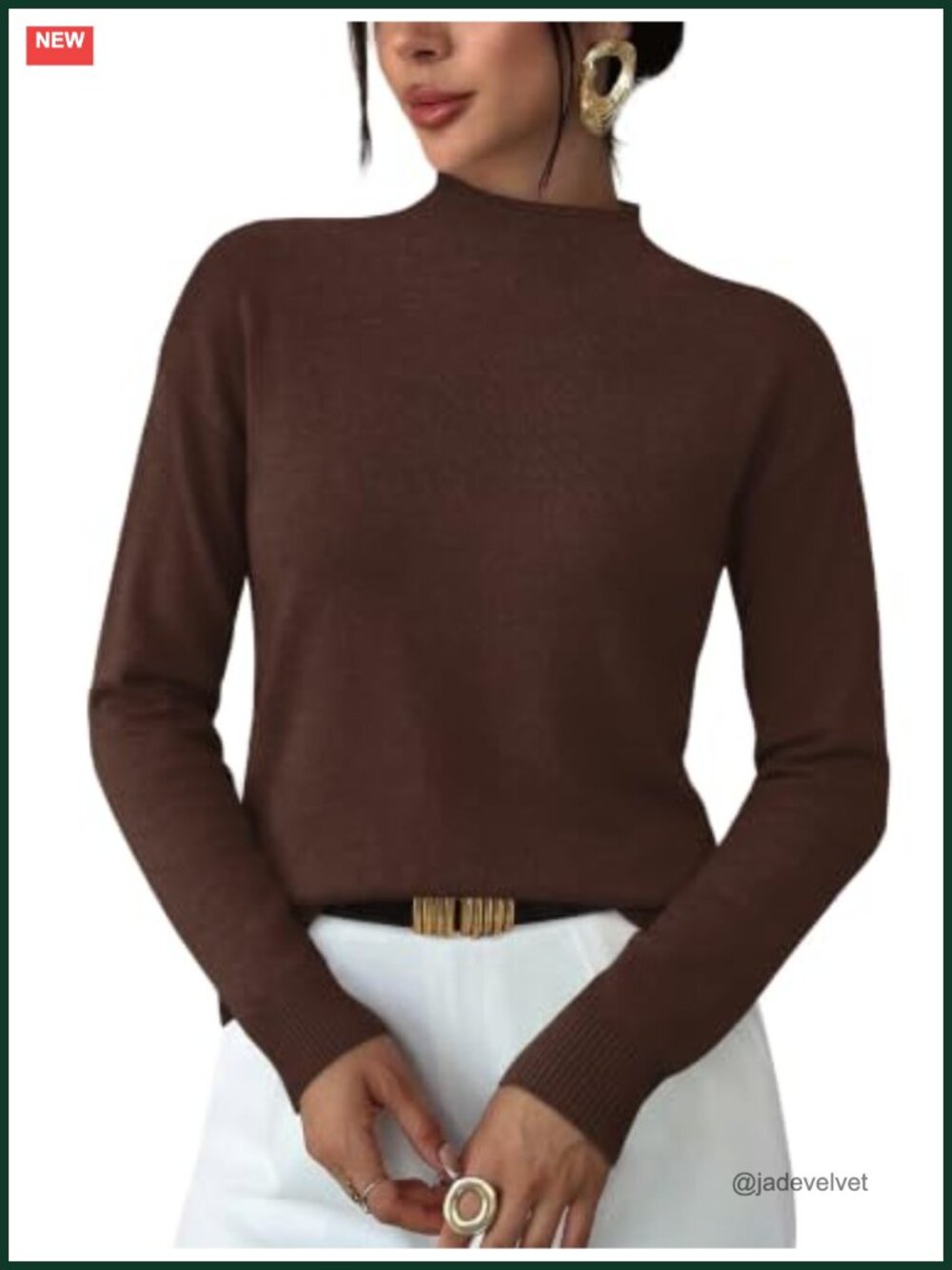 Women's Mock Neck Long Sleeve Knit Pullover Sweater Buttery Soft Layering Top